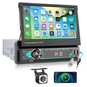 Camecho Autoradio 1 DIN mit ausfahrbarem Display und Bluetooth