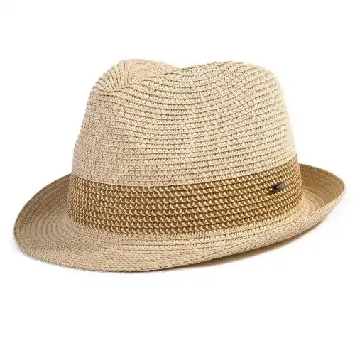Panama Hut Comhats Herren Strohhut Trilby für Sommer und Sonnenschutz