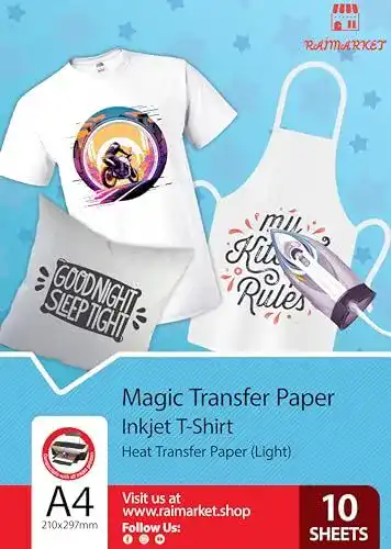 Transferpapier Raimarket für helle Textilien – 10 Blatt A4