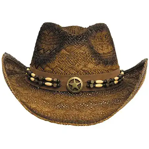 Cowboyhut Mfh Western Strohhut in Einheitsgröße für Erwachsene