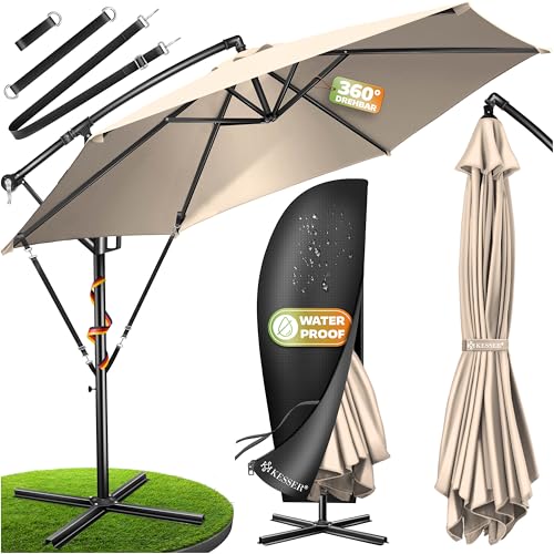Sonnenschirm mit Kurbel von Kesser Alu Ampelschirm für Garten und Terrasse