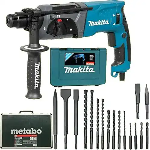 Bohrhammer Makita HR2470 im Koffer mit Metabo Bohrer Set