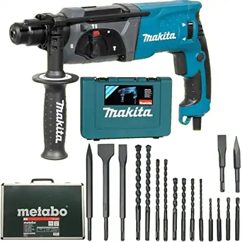 Bohrhammer Makita HR2470 im Koffer mit Metabo Bohrer Set