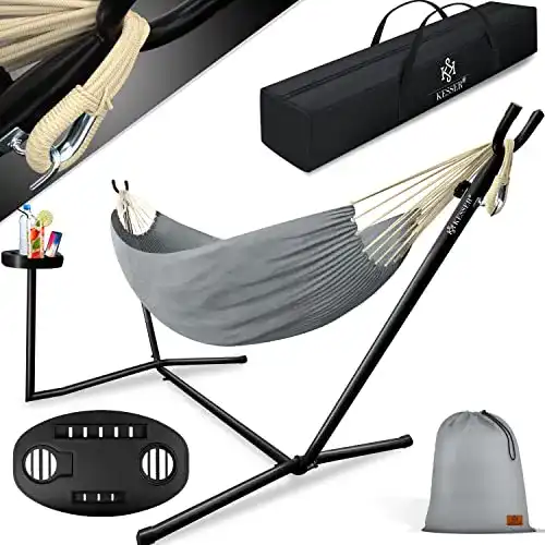 Hängematte Kesser Lake mit Gestell und Getränkehalter in Grau