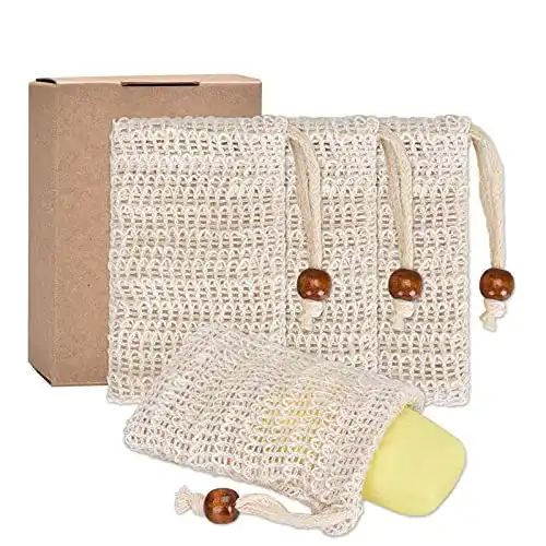 Seifensäckchen aus Sisal im 4er Set für nachhaltige Seifenverwendung