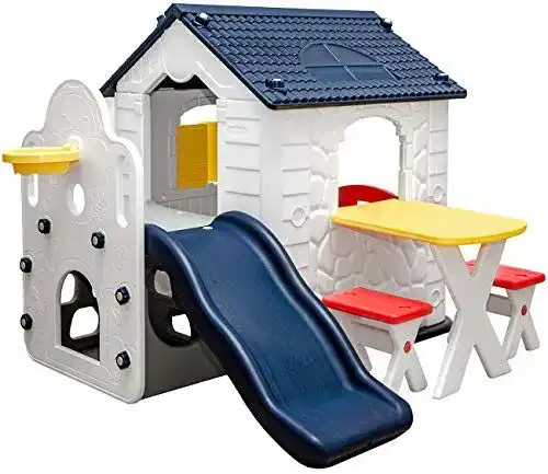 Spielhaus LittleTom für Kinder ab 1 Jahr – Gartenhaus mit Rutsche