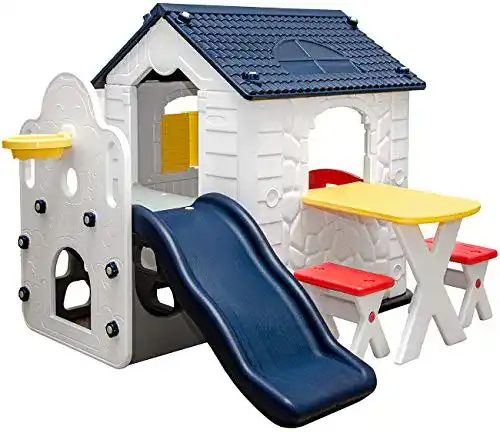 Spielhaus LittleTom für Kinder ab 1 Jahr – Gartenhaus mit Rutsche