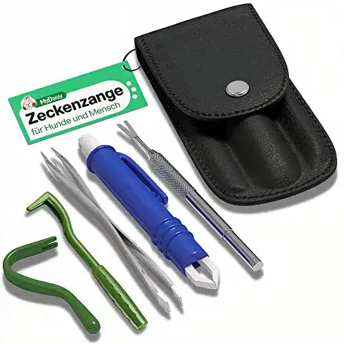 MyDaisy Zeckenzange 5er Set mit Etui für sicheren Zeckenschutz