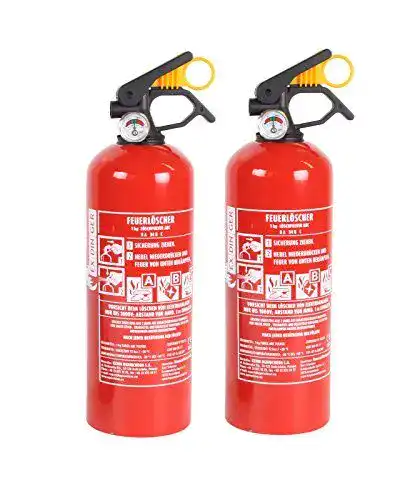 Auto Feuerlöscher Set: 2 Stück 1 kg ABC Pulverfeuerlöscher mit Halterung