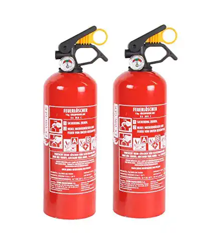 Auto Feuerlöscher Set: 2 Stück 1 kg ABC Pulverfeuerlöscher mit Halterung
