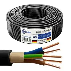 Erdkabel M&G Techno 25m NYY-J 5×2,5 mm² für Elektroinstallationen