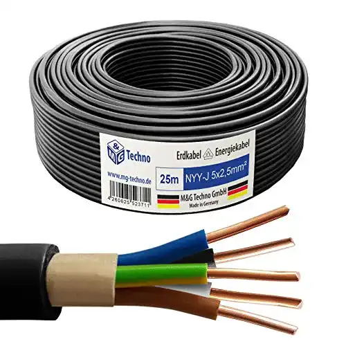 Erdkabel M&G Techno 25m NYY-J 5×2,5 mm² für Elektroinstallationen