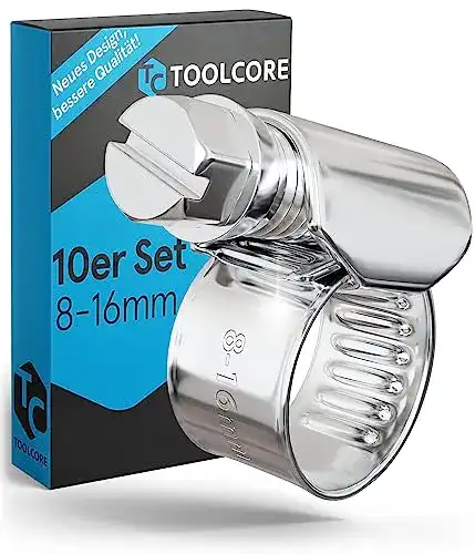 Schlauchschellen aus Edelstahl 8-16mm von TOOLCORE – 10 Stück