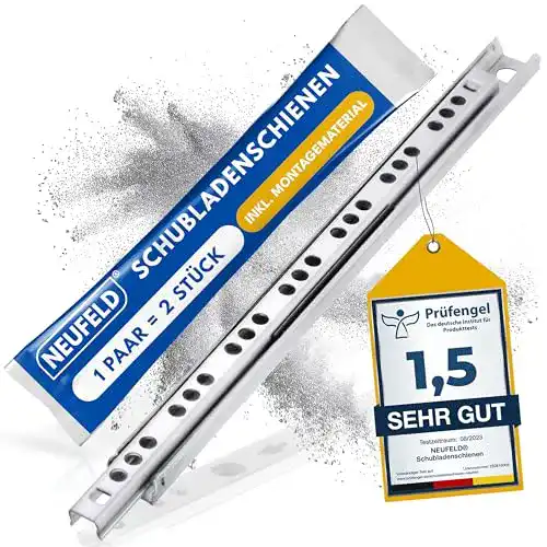 Schubladenschienen Neufeld 246 mm – 17 mm Nut mit Montagematerial