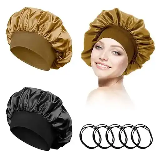 Schlafhaube Mroobest Satin, 2 Stück, Haarschutz während des Schlafs