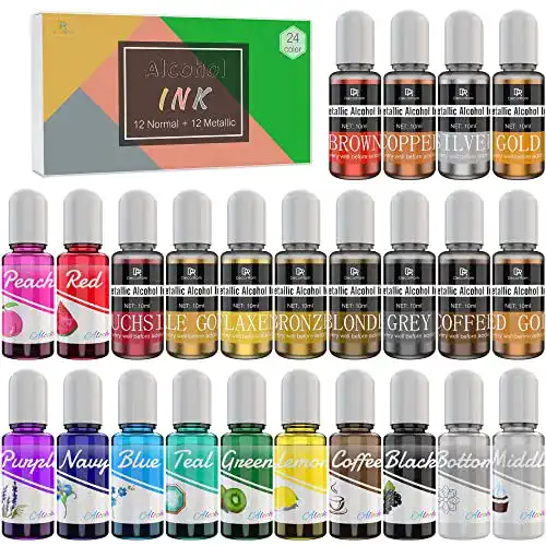 Epoxidharz-Farbe Decorrom 24 Alkohol Tinte Set mit 12 Metallfarben