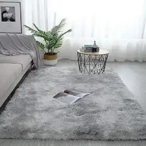 Hochflor Teppich Pauwer Plüsch Shaggy Teppich in Hellgrau, 120 x 160 cm
