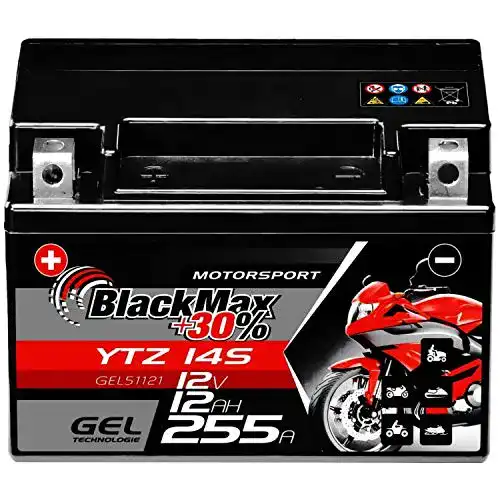 Motorradbatterie Blackmax YTZ14S 12 V 12 Ah GEL für Motorräder