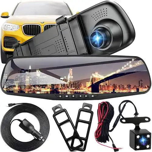Rückspiegel Dashcam Retoo Full HD mit Rückfahrkamera und Nachtsicht