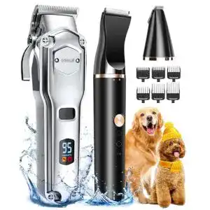 Hundeschermaschine und Pfotentrimmer 2in1 Set mit IPX7 Wasserschutz