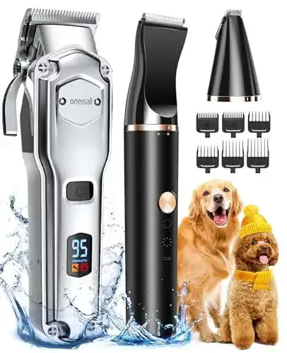 Hundeschermaschine und Pfotentrimmer 2in1 Set mit IPX7 Wasserschutz