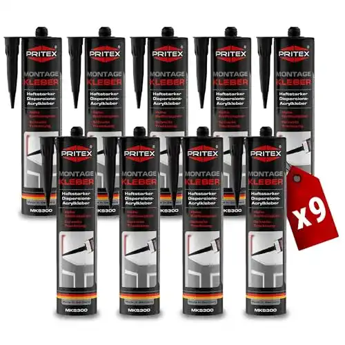 Montagekleber Pritex Profi Weiß 9x 300 ml für Bauprojekte