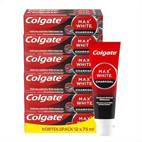 Colgate Max White Charcoal Zahnpasta 12 x 75ml mit Aktivkohle