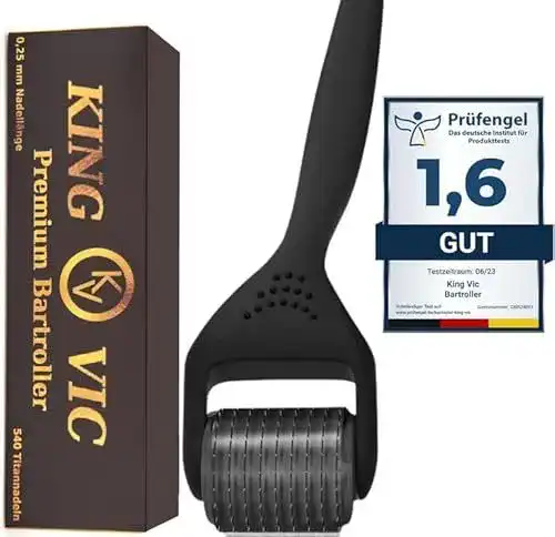 Bartroller King Vic Dermaroller mit echten 0,5 mm Nadeln