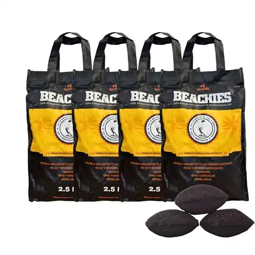 Kokosbriketts BlackSellig 10 kg Beachies (4 x 2,5 kg) für Grill und BBQ