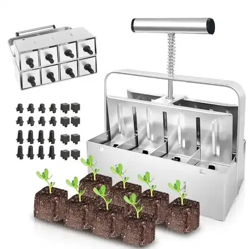 Erdtopfpresse FANFX Bodenblocker mit 8 Zellen für die Gartenarbeit