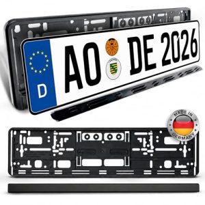 Kennzeichenhalter 2er Set Schwarz Robuste Nummernschildhalterung für PKW