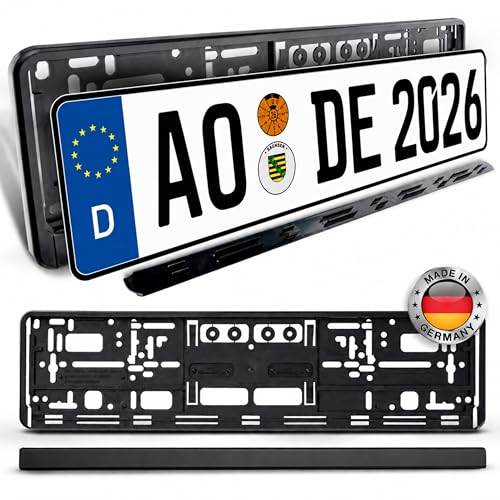 Kennzeichenhalter 2er Set Schwarz Robuste Nummernschildhalterung für PKW