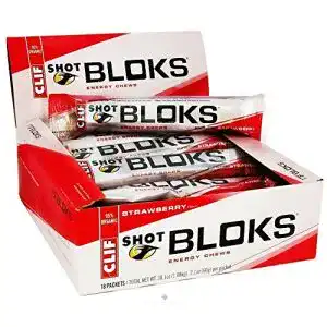 Clif Schuss Bloks Erdbeere 60g – 18 Stück für Ausdauersport