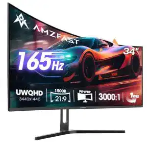 Curved Gaming Monitor Amzfast 34 Zoll mit 165Hz und HDR
