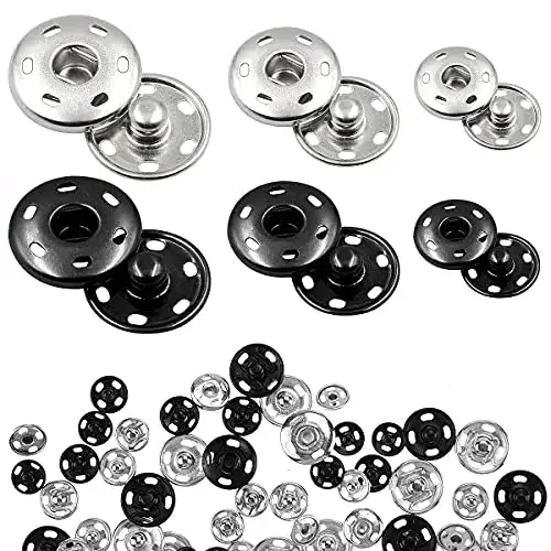 Druckknöpfe Leikedun Set mit 60 Sätzen in Schwarz Silber Metall