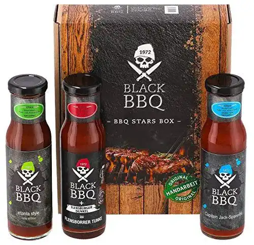 BBQ Saucen Set Black BBQ Stars Box mit 3 Saucen à 240 ml