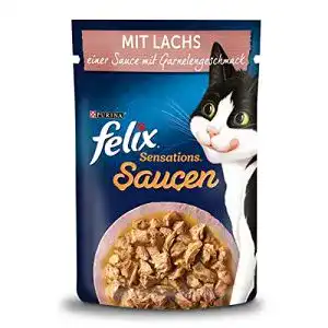 Felix Sensations Katzenfutter nass mit Lachs und Garnelengeschmack