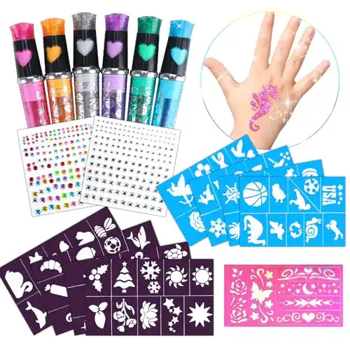 Friedwohl Tattoo Stifte für Kinder im 6er Set mit Glitter