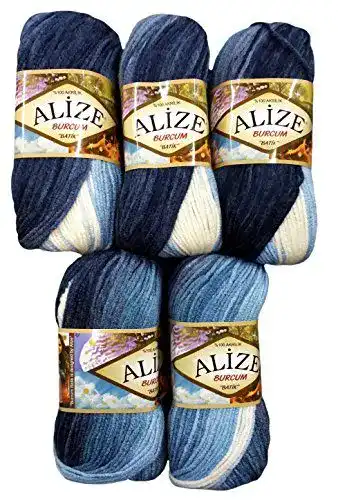 Wolle Alize Burcum Batik 5 x 100 Gramm in Mehrfarbig mit Farbverlauf