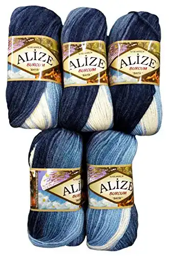 Wolle Alize Burcum Batik 5 x 100 Gramm in Mehrfarbig mit Farbverlauf