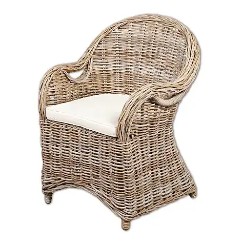 Rattansessel Lebenswohnart Charlotte Antique Grey mit Sitzkissen