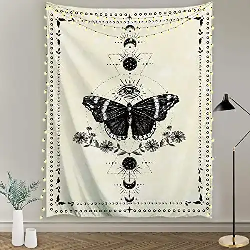 Wandteppich Ortigia Schmetterling in Schwarz und Weiß