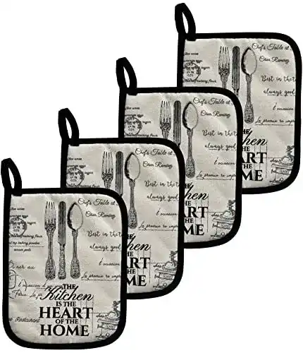 Topflappen Grevy 4er Set aus Baumwolle 18 x 23 cm