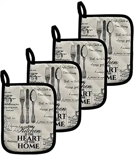Topflappen Grevy 4er Set aus Baumwolle 18 x 23 cm