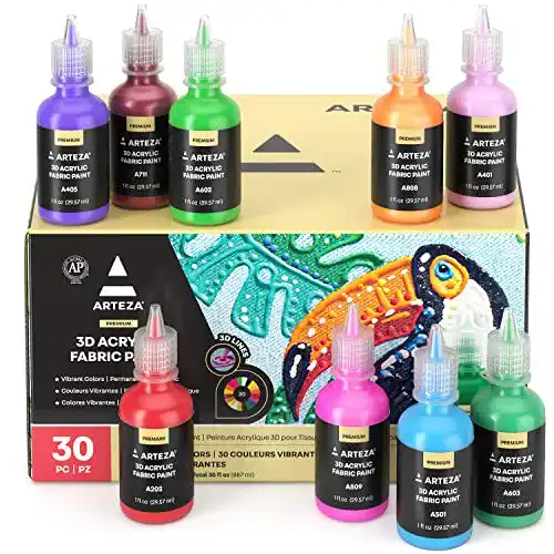 Stoffmalfarbe ARTEZA Textilfarbe in 30 Farben, 29 ml Flasche