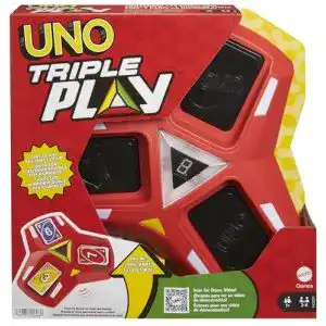 UNO Mattel Games Triple Play Kartenspiel für die Familie mit Licht