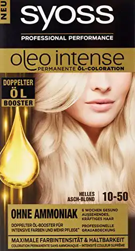 Syoss Oleo Intense Haarfarbe 10-50 Helles Aschblond, 3er Pack