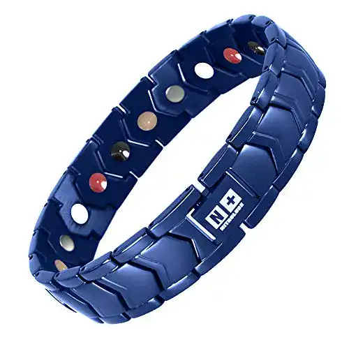 Magnetarmband für Herren von NITROLUBE Edelstahl, 22 cm, Blau