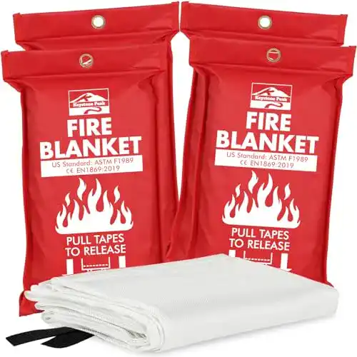 Löschdecke Keystone Peak KP Notfall-Feuerdecke im 4er Pack 40″ x 40″