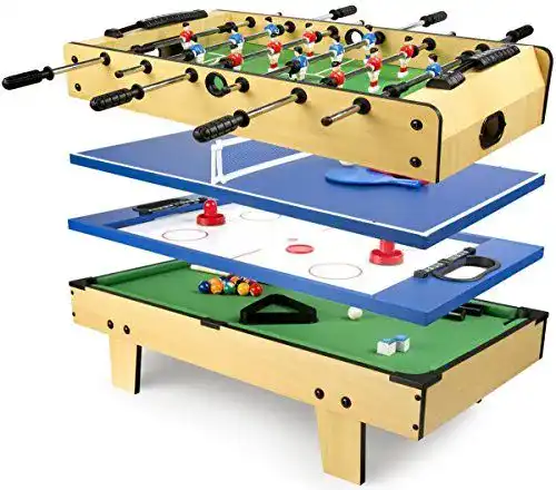 Tischkicker für Kinder Leomark Multigame Mobiler Spieltisch aus Holz